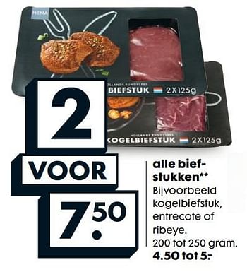 Aanbiedingen Alle biefstukken - Huismerk - Hema - Geldig van 28/08/2017 tot 10/09/2017 bij Hema