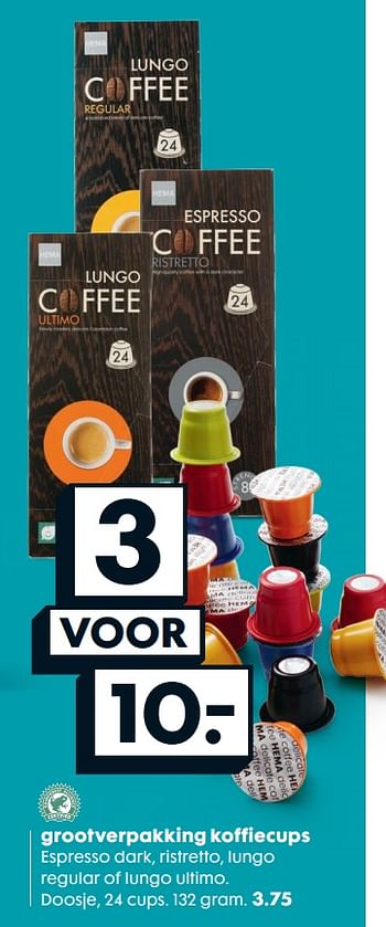 Aanbiedingen Grootverpakking koffiecups - Huismerk - Hema - Geldig van 28/08/2017 tot 10/09/2017 bij Hema