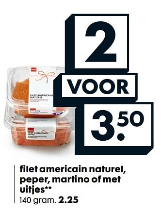 Aanbiedingen Filet americain naturel, peper, martino of met uitjes - Huismerk - Hema - Geldig van 28/08/2017 tot 10/09/2017 bij Hema