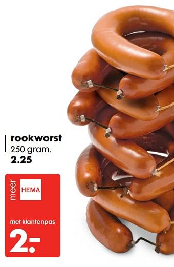 Aanbiedingen Rookworst - Huismerk - Hema - Geldig van 28/08/2017 tot 10/09/2017 bij Hema
