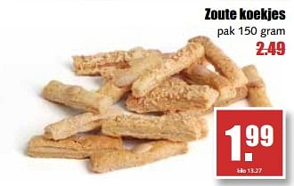Aanbiedingen Zoute koekjes - Huismerk - MCD Supermarkten - Geldig van 14/08/2017 tot 19/08/2017 bij MCD Supermarkten