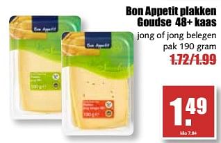 Aanbiedingen Bon appetit plakken goudse 48+ kaas - Bon Appetit - Geldig van 14/08/2017 tot 19/08/2017 bij MCD Supermarkten