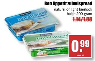 Aanbiedingen Bon appetit zuivelspread - Bon Appetit - Geldig van 14/08/2017 tot 19/08/2017 bij MCD Supermarkten
