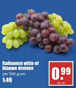 Aanbiedingen Italiaanse witte of blauwe druiven - Huismerk - MCD Supermarkten - Geldig van 14/08/2017 tot 19/08/2017 bij MCD Supermarkten