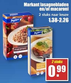 Aanbiedingen Markant lasagnebladen en of macaroni - Markant - Geldig van 14/08/2017 tot 19/08/2017 bij MCD Supermarkten