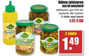 Aanbiedingen Kühne tafelzuren en-of mosterd - Kühne - Geldig van 14/08/2017 tot 19/08/2017 bij MCD Supermarkten