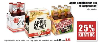 Aanbiedingen Apple bandit cider, jillz of desperados - Huismerk - MCD Supermarkten - Geldig van 14/08/2017 tot 19/08/2017 bij MCD Supermarkten