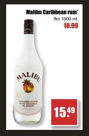 Aanbiedingen Malibu caribbean rum - Malibu - Geldig van 14/08/2017 tot 19/08/2017 bij MCD Supermarkten