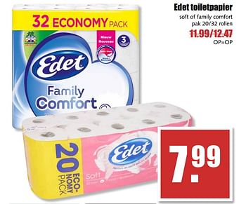 Aanbiedingen Edet toiletpapier soft of family comfort - Edet - Geldig van 14/08/2017 tot 19/08/2017 bij MCD Supermarkten