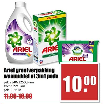 Aanbiedingen Ariel grootverpakking wasmiddel of 3in1 pods - Ariel - Geldig van 14/08/2017 tot 19/08/2017 bij MCD Supermarkten