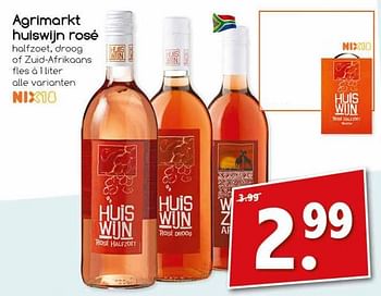 Aanbiedingen Agrimarkt huiswijn rosé - Rosé wijnen - Geldig van 14/08/2017 tot 19/08/2017 bij Agrimarkt