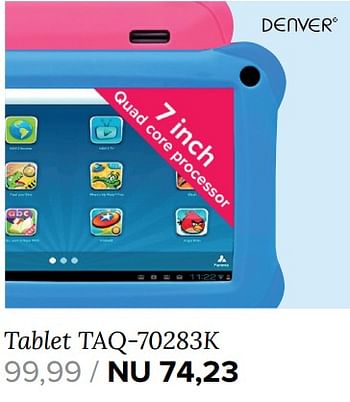 Aanbiedingen Denver tablet taq-70283k - Denver - Geldig van 14/08/2017 tot 20/08/2017 bij Kijkshop