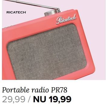 Aanbiedingen Portable radio pr78 - Ricatech - Geldig van 14/08/2017 tot 20/08/2017 bij Kijkshop