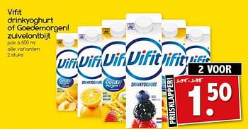 Aanbiedingen Vifit drinkyoghurt of goedemorgen zuivelontbijt - Vifit - Geldig van 14/08/2017 tot 19/08/2017 bij Agrimarkt