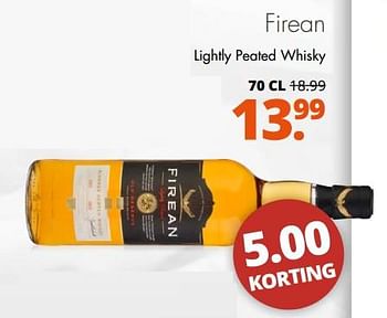 Aanbiedingen Firean lightly peated whisky - Huismerk - Mitra - Geldig van 14/08/2017 tot 26/08/2017 bij Mitra