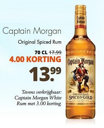 Aanbiedingen Captain morgan original spiced rum - Captain Morgan - Geldig van 14/08/2017 tot 26/08/2017 bij Mitra