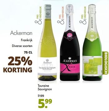 Aanbiedingen Ackerman frankrijk diverse soorten touraine sauvignon - Witte wijnen - Geldig van 14/08/2017 tot 26/08/2017 bij Mitra