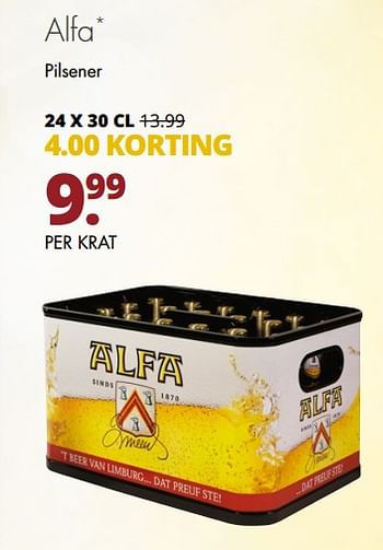 Aanbiedingen Alfa pilsener - Alfa - Geldig van 14/08/2017 tot 26/08/2017 bij Mitra