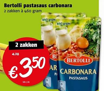Aanbiedingen Bertolli pastasaus carbonara - Bertolli - Geldig van 14/08/2017 tot 20/08/2017 bij Poiesz