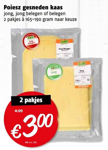 Aanbiedingen Poiesz gesneden kaas - Huismerk Poiesz - Geldig van 14/08/2017 tot 20/08/2017 bij Poiesz