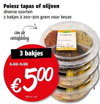 Aanbiedingen Poiesz tapas of olijven - Huismerk Poiesz - Geldig van 14/08/2017 tot 20/08/2017 bij Poiesz
