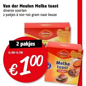 Aanbiedingen Van der meulen melba toast - Van der Meulen - Geldig van 14/08/2017 tot 20/08/2017 bij Poiesz