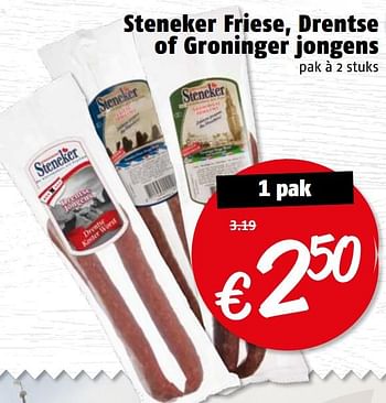 Aanbiedingen Steneker friese, drentse of groninger jongens - Steneker - Geldig van 14/08/2017 tot 20/08/2017 bij Poiesz