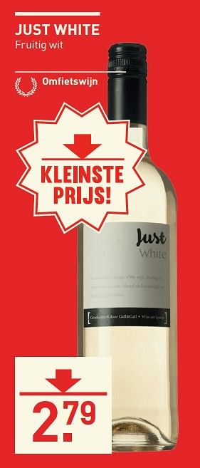 Aanbiedingen Just white fruitig wit - Witte wijnen - Geldig van 14/08/2017 tot 27/08/2017 bij Gall & Gall