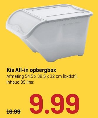 Aanbiedingen Kis all-in opbergbox - Kis - Geldig van 07/08/2017 tot 20/08/2017 bij Hubo