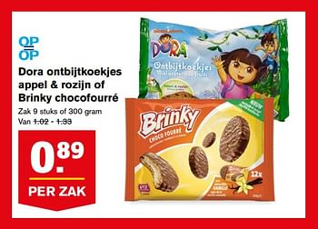 Aanbiedingen Dora ontbijtkoekjes appel + rozijn of brinky chocofourré - Dora - Geldig van 16/08/2017 tot 22/08/2017 bij Hoogvliet