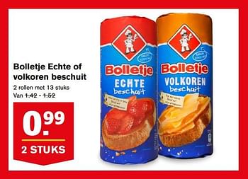 Aanbiedingen Bolletje echte of volkoren beschuit - Bolletje - Geldig van 16/08/2017 tot 22/08/2017 bij Hoogvliet