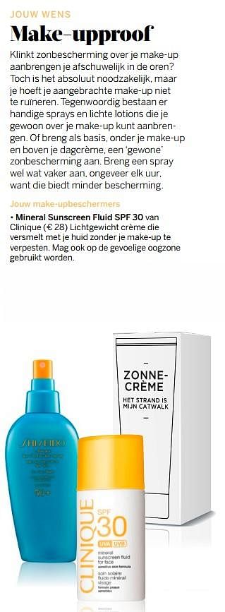 Aanbiedingen Mineral sunscreen fluid spf 30 van clinique - CLINIQUE - Geldig van 14/08/2017 tot 31/08/2017 bij Ici Paris XL