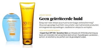 Aanbiedingen Expert sun spf 50+ sensitive skin van shiseido - Shiseido - Geldig van 14/08/2017 tot 31/08/2017 bij Ici Paris XL