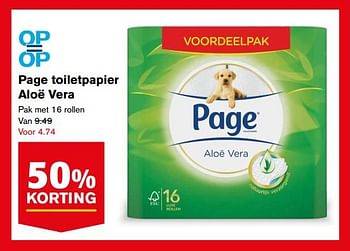 Aanbiedingen Page toiletpapier aloë vera - Page - Geldig van 16/08/2017 tot 22/08/2017 bij Hoogvliet