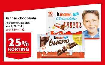 Aanbiedingen Kinder chocolade - Kinder - Geldig van 16/08/2017 tot 22/08/2017 bij Hoogvliet