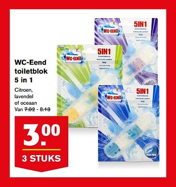 Aanbiedingen Wc-eend toiletblok 5 in 1 - WC Eend - Geldig van 16/08/2017 tot 22/08/2017 bij Hoogvliet