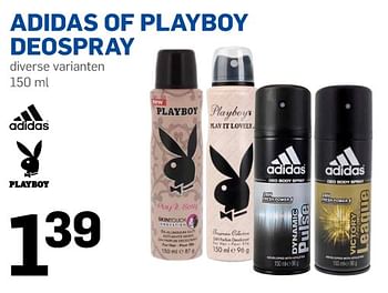 Aanbiedingen Adidas of playboy deospray - Huismerk - Action - Geldig van 16/08/2017 tot 22/08/2017 bij Action