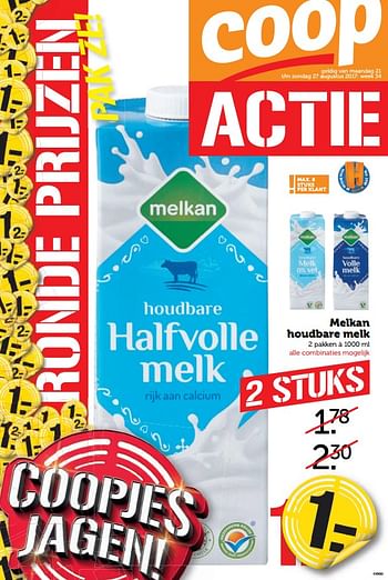 Aanbiedingen Melkan houdbare melk - Melkan - Geldig van 21/08/2017 tot 27/08/2017 bij Coop