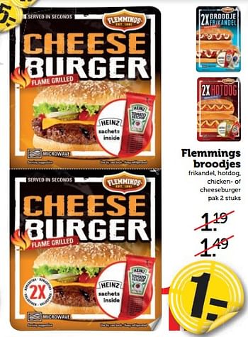 Aanbiedingen Flemmings broodjes frikandel, hotdog, chicken- of cheeseburger - Flemming's - Geldig van 21/08/2017 tot 27/08/2017 bij Coop