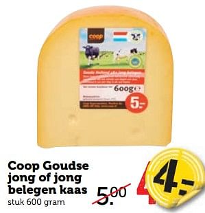 Aanbiedingen Coop goudse jong of jong belegen kaas - Huismerk - Coop - Geldig van 21/08/2017 tot 27/08/2017 bij Coop