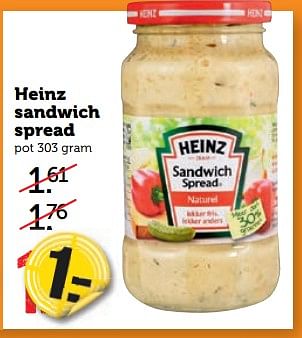 Aanbiedingen Heinz sandwich spread - Heinz - Geldig van 21/08/2017 tot 27/08/2017 bij Coop