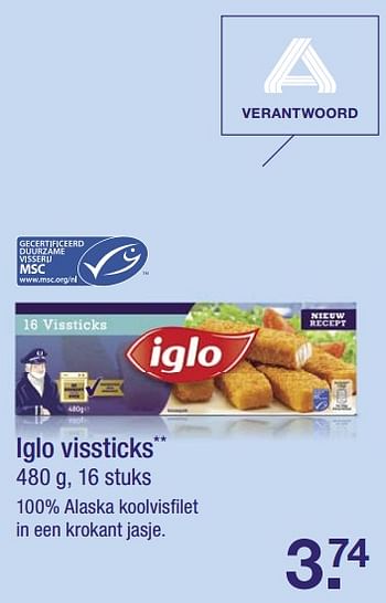 Aanbiedingen Iglo vissticks - Iglo - Geldig van 21/08/2017 tot 27/08/2017 bij Aldi