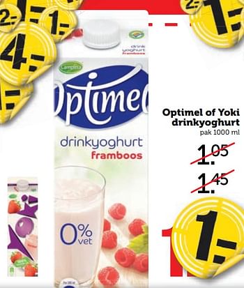 Aanbiedingen Optimel of yoki drinkyoghurt - Campina - Geldig van 21/08/2017 tot 27/08/2017 bij Coop