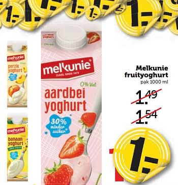 Aanbiedingen Melkunie fruityoghurt - Melkunie - Geldig van 21/08/2017 tot 27/08/2017 bij Coop