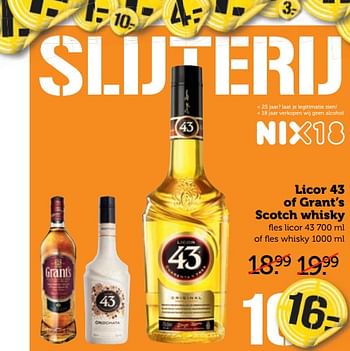 Aanbiedingen Licor 43 of grant`s scotch whisky - Huismerk - Coop - Geldig van 21/08/2017 tot 27/08/2017 bij Coop