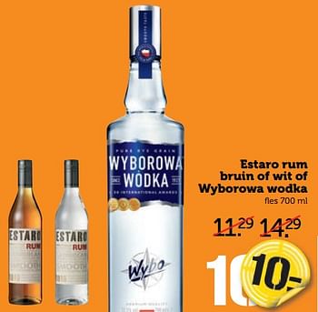 Aanbiedingen Estaro rum bruin of wit of wyborowa wodka - Huismerk - Coop - Geldig van 21/08/2017 tot 27/08/2017 bij Coop