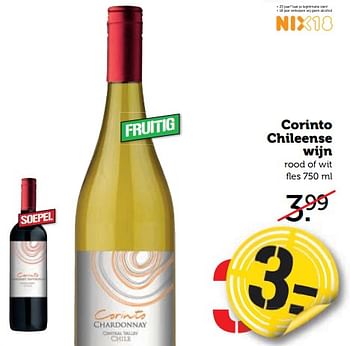 Aanbiedingen Corinto chileense wijn - Witte wijnen - Geldig van 21/08/2017 tot 27/08/2017 bij Coop