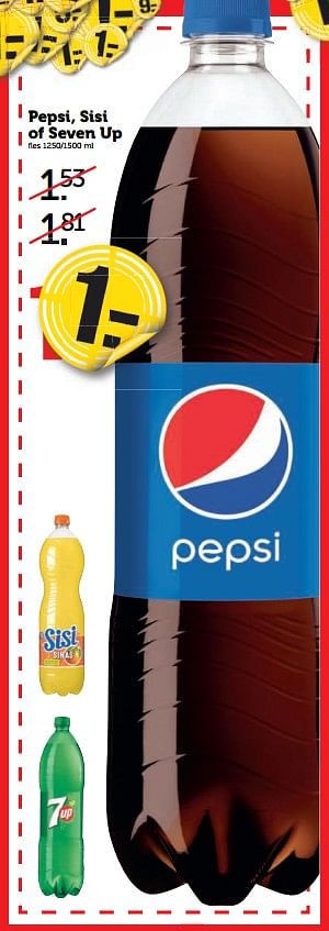 Aanbiedingen Pepsi, sisi of seven up - Pepsi - Geldig van 21/08/2017 tot 27/08/2017 bij Coop