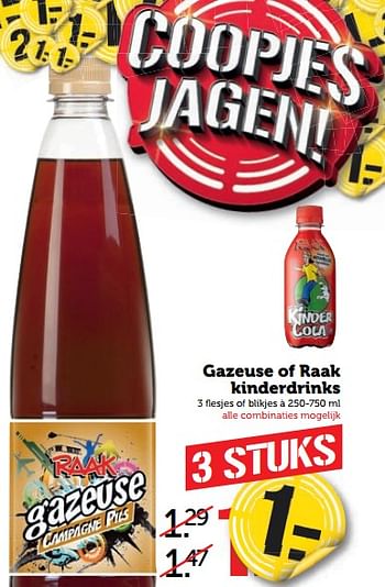 Aanbiedingen Gazeuse of raak kinderdrinks - Huismerk - Coop - Geldig van 21/08/2017 tot 27/08/2017 bij Coop