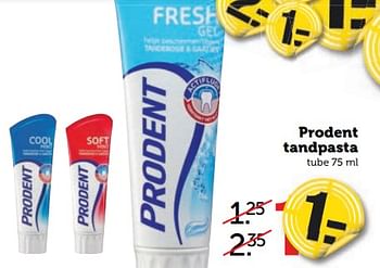 Aanbiedingen Prodent tandpasta - Prodent - Geldig van 21/08/2017 tot 27/08/2017 bij Coop